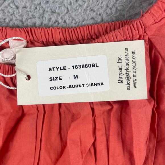 Sim & Sam Women's Small Red 100% Cotton Off the Shoulder Puff Sleeve Crop Top - Picture 3 of 13